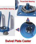 Kickass Heavy Duty Solid Rubber Caster Wheels Set Of 4 Industrial Swivel Plate Casters With Tapered Rollers Dual Wheel Brakes parts including bearings