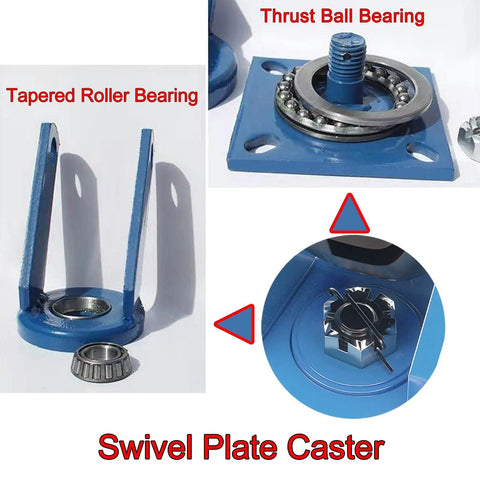 Kickass Heavy Duty Solid Rubber Caster Wheels Set Of 4 Industrial Swivel Plate Casters With Tapered Rollers Dual Wheel Brakes parts including bearings