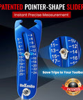 Blue Gen2 Bolt Size Finder Tool Keychain Gauge with laser-engraved SAE and metric markings for bolts and nuts heads measurement.