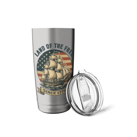 Patriotic Sailboat Stainless Steel Insulated Tumbler For Cold And Hot Beverages Red White And Blue Fourth Of July Gear For Independence Day