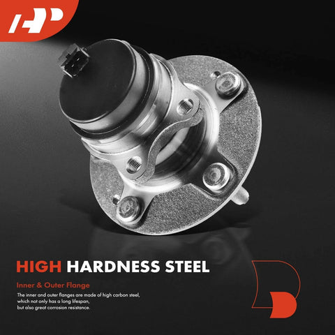 Rear Wheel Bearing And Hub Assembly With ABS And 5 Lug For Kia Forte 2010 2013 Sedan Hatchback Forte Koup 2010 2013 Forte5 2012 2013 High Load Ball Bearing For Strong Axial And Radial Support And Long Lasting Performance, showing high hardness steel construction.