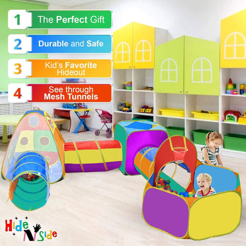 Epic Ball Pit Play Tent Set For Kids in colorful classroom with tunnels and ball house, perfect gift for 3 4 5 year olds