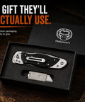 Heavy Duty Folding Utility Knife With Belt Clip EDC Pocket Knife And Box Cutter Gift Set for Men in black gift box