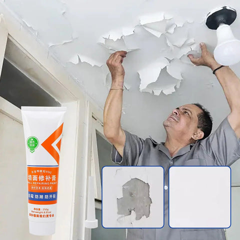 Rapid Dry Wall Repair Paste Kit For Holes And Cracks Drywall Filler For Plaster Walls applied on peeling ceiling