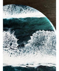 Close-up of 18 Inch Lazy Susan Rotating Table Organizer With Coastal Beach Decor showing wave pattern design