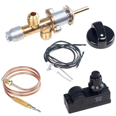 Gas Fire Pit Ignition Kit With Flame Failure Safety Valve Push Button Ignition No Fuss Brass Burner Control Valve Set components