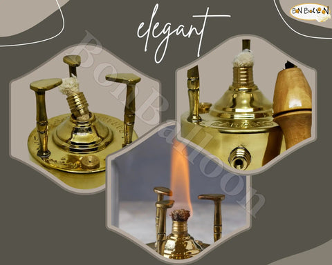 Hand Hammered Old School Brass Copper Turkish Greek Coffee Burner For Tabletop Large Size Alcohol Burner close-up views