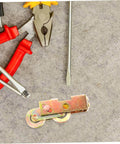 Heavy Duty Steel Roller Pulleys For Sliding Doors And Windows, Low Noise, Easy To Install; shown with hand tools