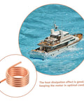 Water Cooling Ring Kit For 550/540 Brushed RC Boat Motors, Durable Metal Heat Dissipation Jacket next to RC boat on water