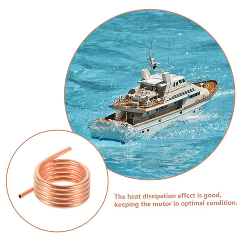 Water Cooling Ring Kit For 550/540 Brushed RC Boat Motors, Durable Metal Heat Dissipation Jacket next to RC boat on water