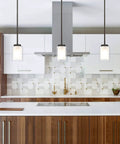 Dark Bronze Dual Glass 1 Light Mini Pendant Ceiling Light for Kitchen Island and Living Room above modern kitchen island