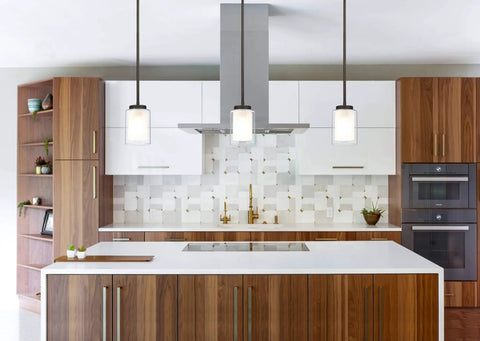 Dark Bronze Dual Glass 1 Light Mini Pendant Ceiling Light for Kitchen Island and Living Room above modern kitchen island