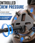 Shop Grade Wheel Bearing Hub Removal Tool And Puller For 5 6 8 Lug Setups demonstrating screw pressure and hardware usage.
