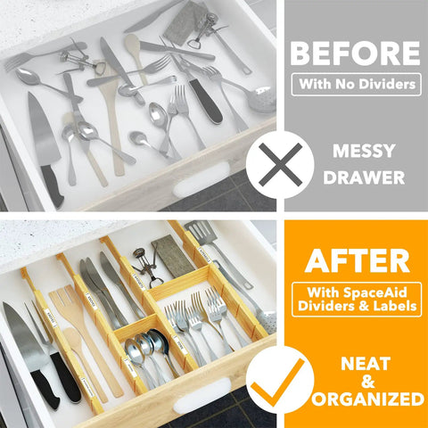 Straight Up Real Deal Bamboo Drawer Dividers With Custom Insert Grid And Label Stickers For Kitchen Storage Hack Effortless Expandable Fit For Cabinets Or Dressers Top Tier