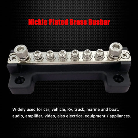 2 Pack Power Distribution Block 4 Inch Bus Bar 150 Amp 12 Volt System Crafted From Nickel Plated Brass And Rugged Abs Body, with M6 sockets.