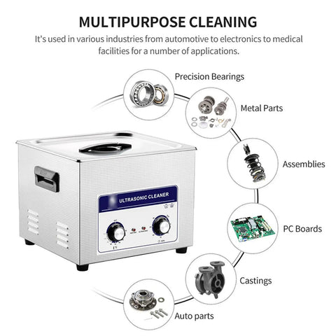 Heavy Duty Heated Ultrasonic Cleaner With Fast Adjustments And Durable 304 Stainless Steel Tank for multi-industry cleaning.