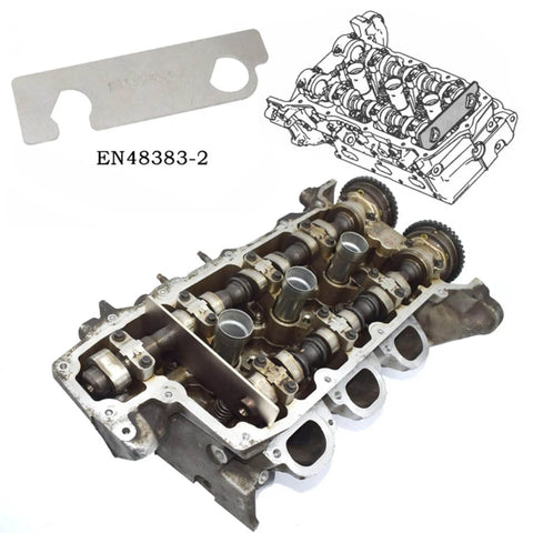 Camshaft Retaining And Alignment Timing Tool Kit For General Motors Vehicles with engine diagram and tool EN48383-2.