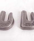 Three Eighths Inch Weld On Forged Clevis Grab Chain Hooks Grade 70 Heavy Duty Beefy Workhorse 6600 Lb Working Load Limit Set Of 2 Rust Resistant Trailer Hook For Chains And Towing showing both hooks on white background