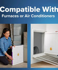 Person installing Smart 20x25x1 Air Filter With Bluetooth Life Tracking, MERV 12, MPR 1500, in HVAC system