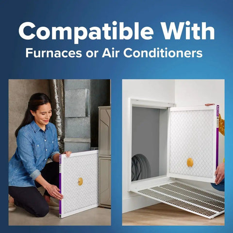 Person installing Smart 20x25x1 Air Filter With Bluetooth Life Tracking, MERV 12, MPR 1500, in HVAC system