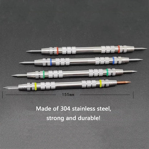 Pro Grade 2-9 Hardness Scratch Tester Pen Kit, 4-Pack Stainless Steel Pens With Storage Box For Mineral, Jewelry, Jade, Glass, Gemstone And Tile Identification, 155mm