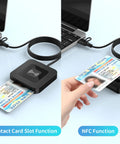 NFC Dual Interface Smart Card Reader For CAC And DOD IDs Tap Read Contactless Cards With USB C Adapter Compatible With Windows Linux And MacOS
