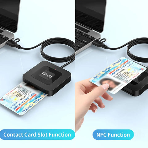 NFC Dual Interface Smart Card Reader For CAC And DOD IDs Tap Read Contactless Cards With USB C Adapter Compatible With Windows Linux And MacOS