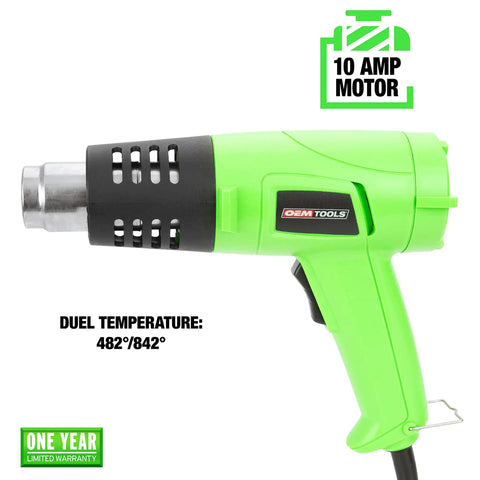 Dual Temperature 1200W Heat Gun Corded Hot Air Blower For Vinyl Wrap Paint Stripping Adhesives Nuts And Bolts Crafting And DIY Projects 482F To 842F 120V Shop Heating Tool