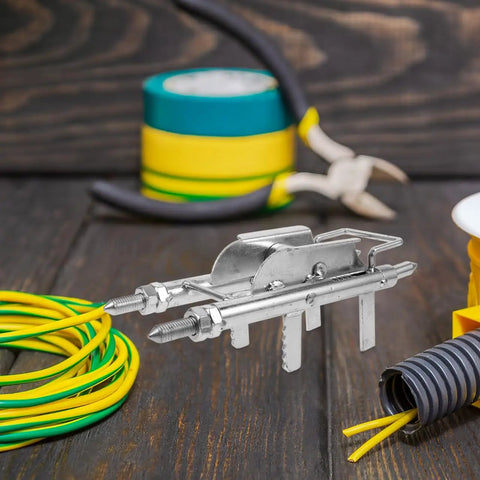 Homoyoyo Wire Pulling Tool Junction Box Cable Threading Aid Easy Solo Conduit Installation Electrical Box Wiring Fast Guide Helper For Electricians 10.94 X 2.95 X 2.36 Inches shown with wires and tape.