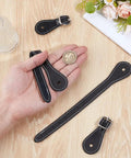 Two Pieces Handmade PU Leather Spur Straps For Western Riding With Adjustable Buckle Double Ply Reinforced Stitching Black Spurs