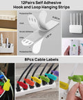Cable Management Kit For TV And Computer Setup With 4 Cable Sleeves 57 Self Adhesive Clips 12 Hanging Strips 12 Organizer Straps