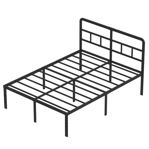 Built Tough 18 Inch Queen Metal Bed Frame With Attached Headboard, open view highlighting slats and sturdy design.