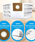 Close-up of 12 Pack 90667 Filter Bags For 1 To 1.5 Gallon Wet Dry Vacuums, showing rubber sealing collar and filter material details.