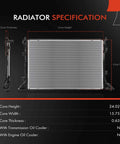 Radiator specifications for Straight Up Heavy Duty Engine Coolant Radiator Assembly Direct Fit For Kia Ev6 Battery Electric Car 2022 Through 2024.