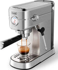Barista Grade Home Espresso Machine With 20 Bar Pump And Milk Frother Stainless Steel Build Compact Commercial Style Coffee Maker