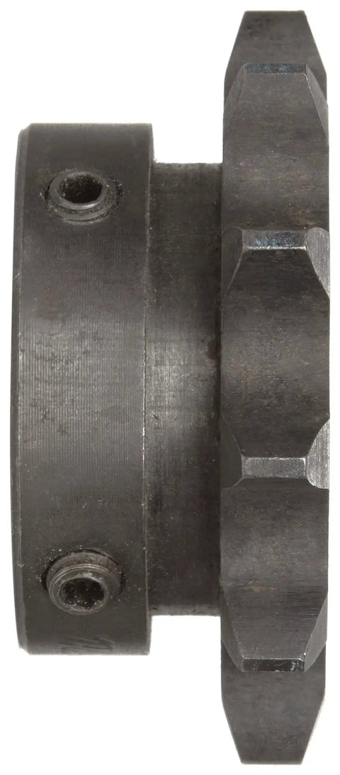 Side view of Roller Chain Sprocket for 50 Chain, Hardened Teeth, Type B Hub, Single Strand, 0.625 Inch Pitch, 24 Teeth.