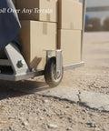 Heavy Duty Swivel Plate Caster Built Like A Tank Replacement Caster Wheel for Industrial Hand Trucks on gravel surface.