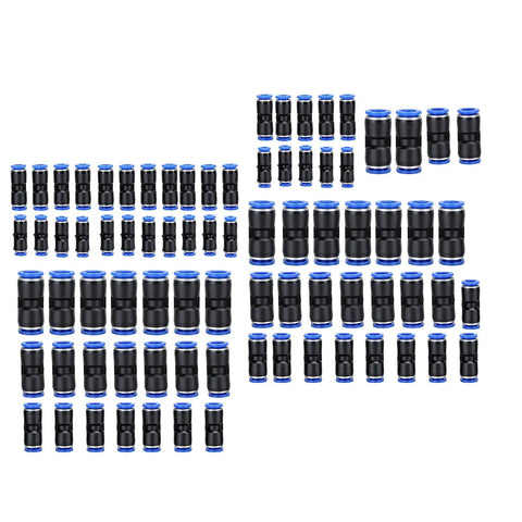 Rock Solid 80 Pcs Pneumatic Tube Connector Kit With PBT Air Hose Fittings And Zinc Alloy Adapters For Push To Connect PE PU PA PVC Nylon Tubing Up To 12mm OD, Perfect For High Pressure Air Line Jobs, assorted push-fit connectors