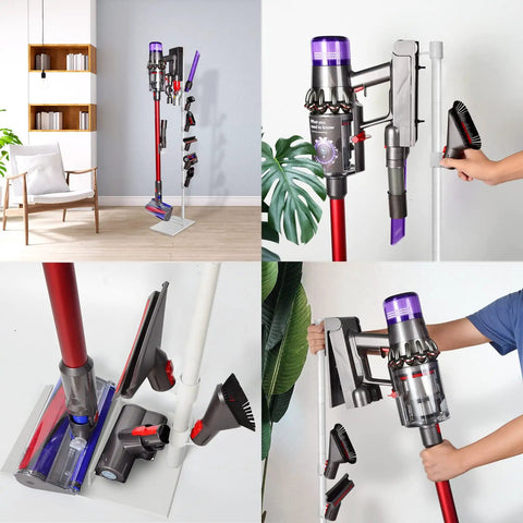 Cordless Vacuum Stand Docking Station With 6 Hooks For V15 Detect V11 V10 V8 V7 V6 in use, mounted, holding vacuum tools