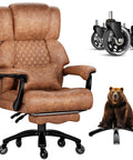 Big And Tall Office Chair With Quiet Wheels Heavy Duty Boss Style Office Chair Extra Wide Seat And Thick Cushions Built In Footrest
