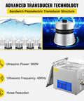 15L Ultrasonic Cleaner With Digital Timer And Heater, 40kHz Pro Grade Cleaning Machine, 360W Cleaning Power, 400W Heater