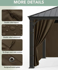 Outdoor Waterproof Gazebo Curtains 4 Panel Privacy Sidewalls With Zipper Universal Replacement For 10x10 To 12x14 Gazebos shown installed