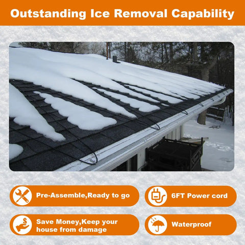 Roof Heat Cable For Snow And Ice Dam Prevention Self Regulating Heating Cable For Roof And Gutters 8 Watts Per Foot 60 Foot