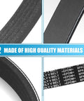 Premium EPDM Serpentine Drive Belt that Fits Toyota Sequoia Tundra with durable ribbed design, showing material texture and markings.