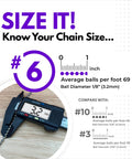 Measuring bead diameter of WAXAW Stainless Steel Number Six Beaded Ball Chain 100 Foot Spool And Number Six Connectors 100 Pack USA Made Bundle