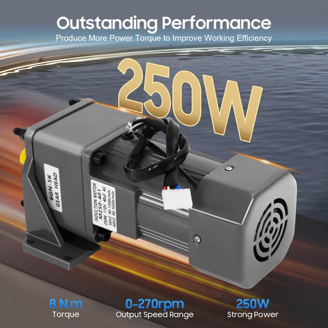 Beefy 250W 110V 60Hz Single Phase Gear Motor With Variable Speed Control 5K Gear Reduction High Torque Reducer Bracket Included