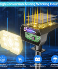 Solar Outdoor Lights 56 LED Spotlight with 3 Modes IP68 Waterproof structure showing LED panel and solar power technology