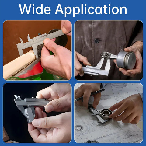 6 Inch Vernier Caliper With Dual Inch And Metric Scale in use for wood, metal, and craft measurements