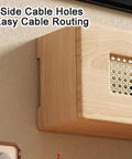 Side view of Dope Wall Mounted Rattan Router Cabinet Hides Smart Home Gear Tucked Away For Chill Vibes In Any Space Featuring breathable slots.