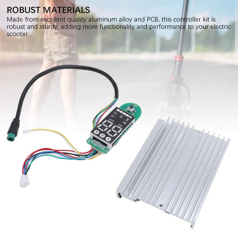 Plug And Play Electric Scooter Controller Kit For This Model Replacement Parts With 36V 350W Motor Clear Speed And Battery Display Easy Install For Seamless Integration And Quick Maintenance, showing controller and cables.
